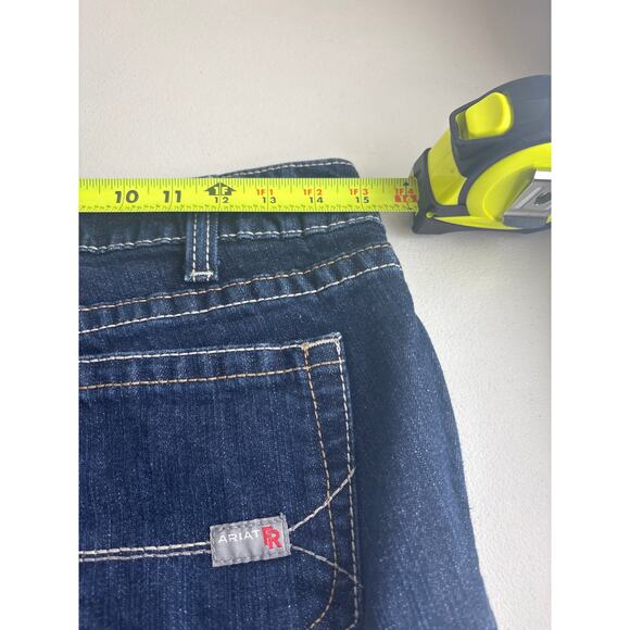 Ariat Fire Resistant Midrise Dark Blue Wash Bootcut Work Jeans Size 28 Short - Picture 13 of 15